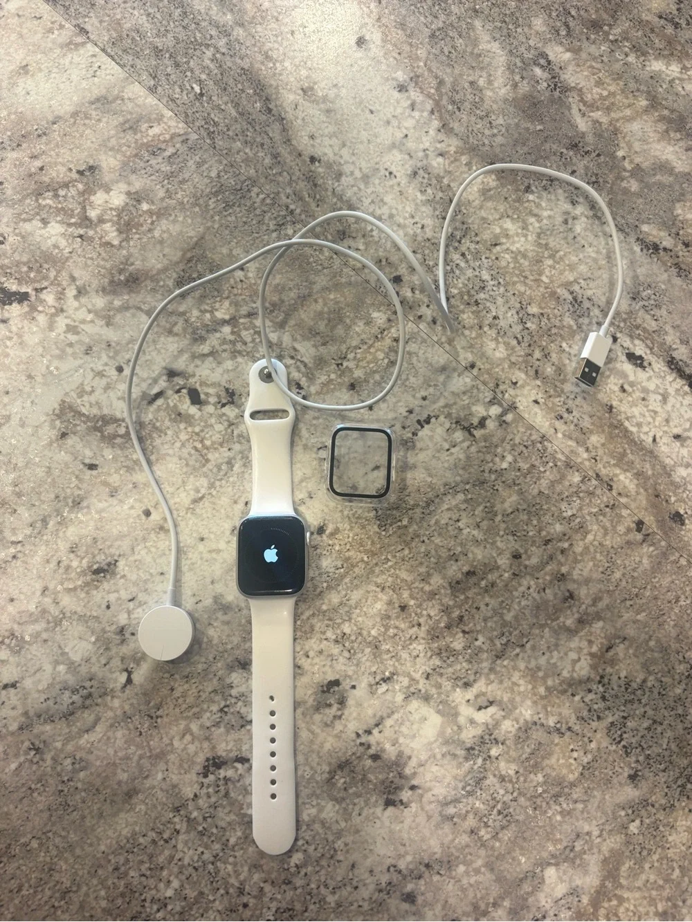 Apple Watch Silver Case with White Sport Band